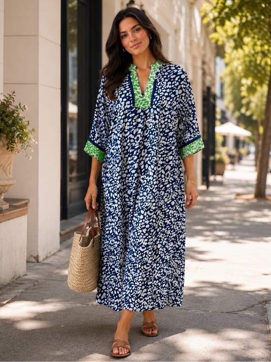 Oscar de la Renta Dresses & Skirts - Oscar de la Renta Leopard Print Caftan Maxi Dress